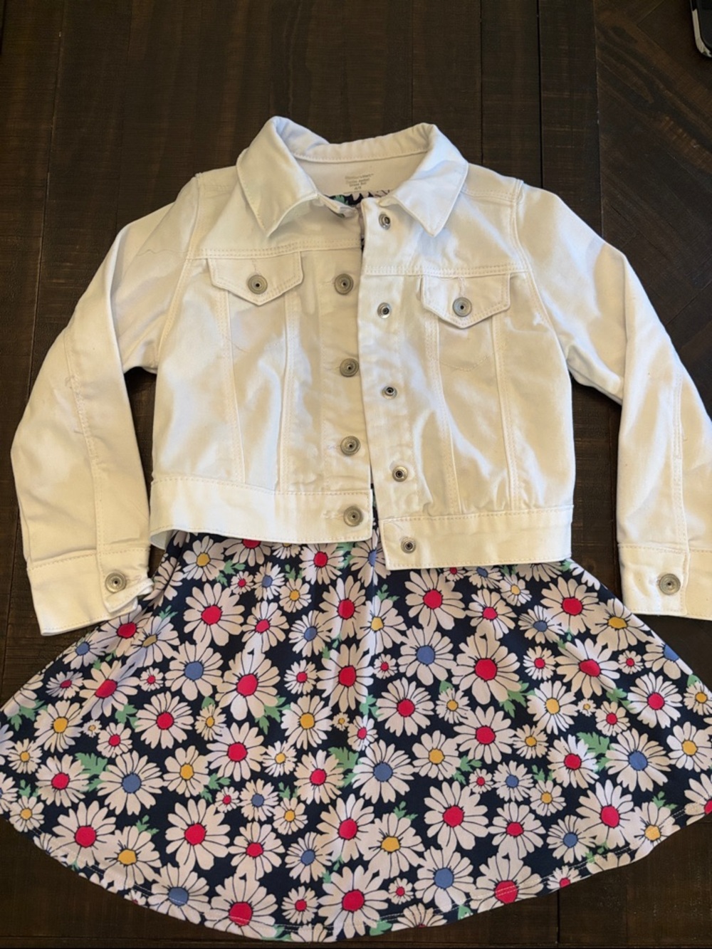 Girls White Denim Jacket and Dress Set